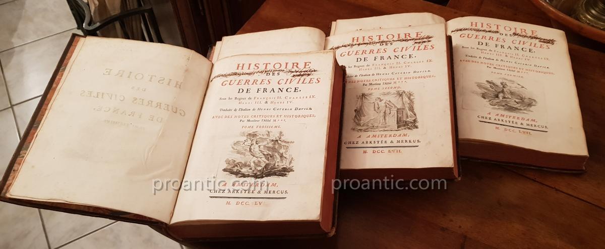 Livres Anciens Histoire De Guerres Civiles De France ( Davila)