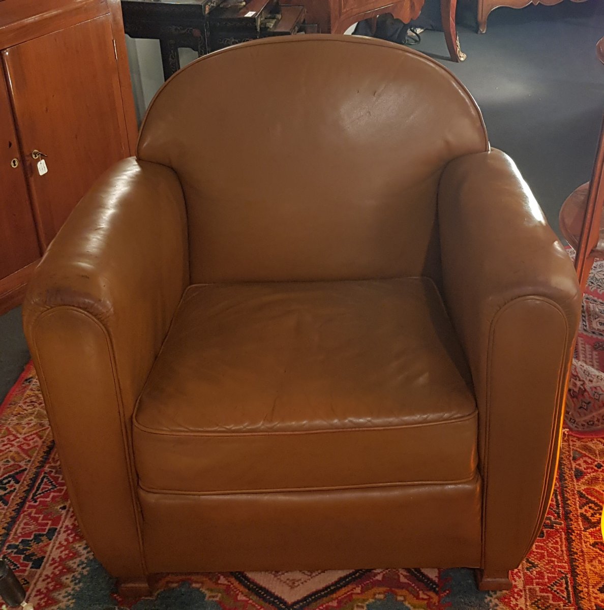 Paire De Fauteuils Club En Cuir-photo-3