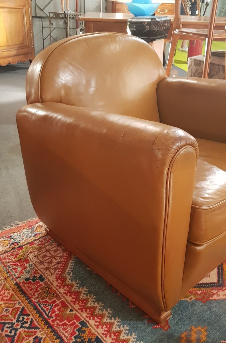 Pair Of Leather Club Chairs-photo-5