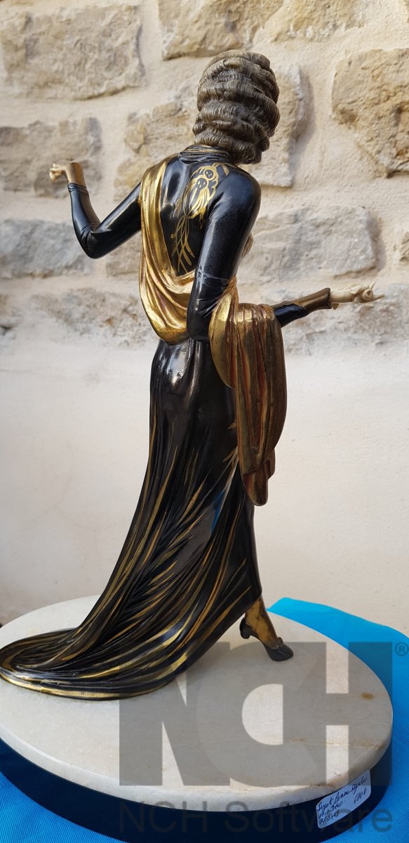 Statue Art Déco En Régule Signée Menneville-photo-3