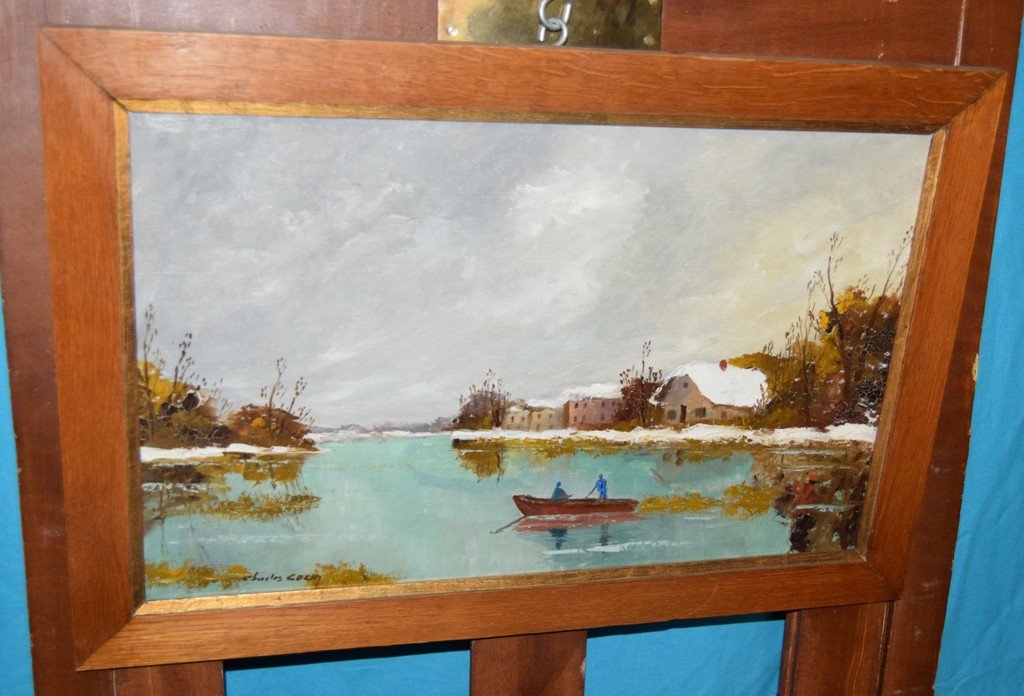 Snow Landscape At The Boat By Charles Cuzin 1907 - 1975-photo-4