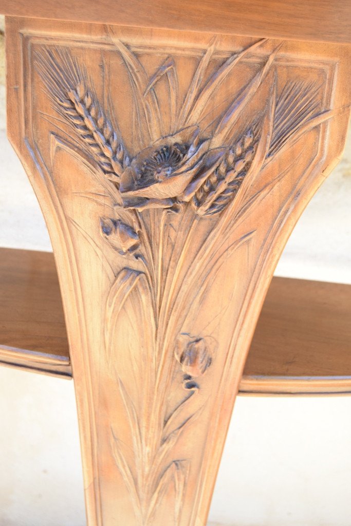 Petite Console En Noyer Art Nouveau-photo-3