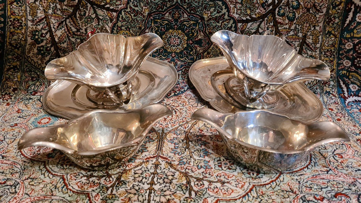 Pair Of Silver Sauce Boats With Numbered Sauce Boats, Orfévré Pierre Quiellé-photo-7