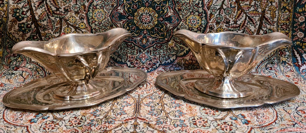 Pair Of Silver Sauce Boats With Numbered Sauce Boats, Orfévré Pierre Quiellé