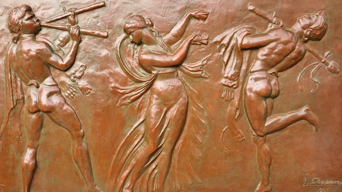 Bas Relief In Plaster Signed Chauvineau L 1945-photo-1