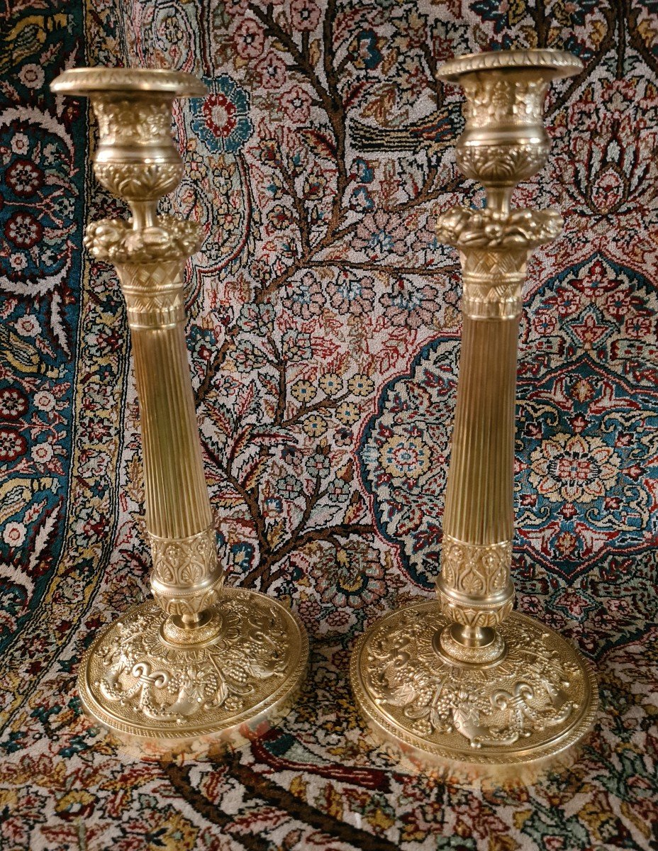 Pair Of Restoration Bronze Candlesticks