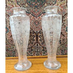 Large Pair Of Cut Crystal Vase