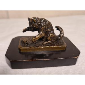 Bronze Cat And Mouse Signed Fratin