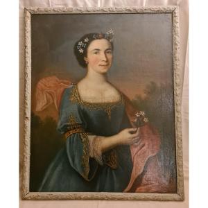 Large 18th Century Quality Portrait Of A Woman 
