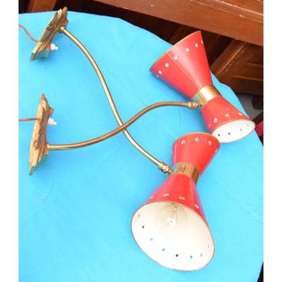 Pair Of 1960 Cornets Wall Lights