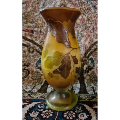 Gallé Baluster Vase Decor Of Oak Leaves And Acorns