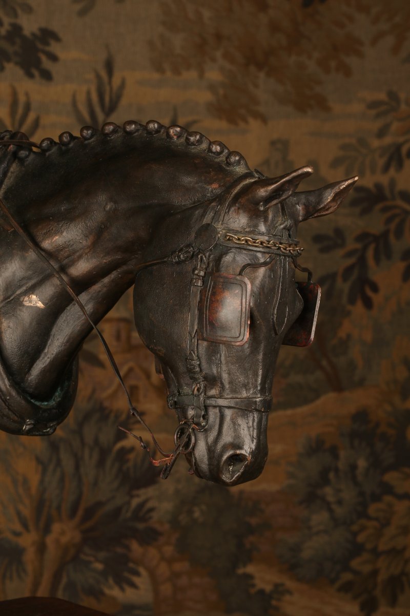 Paire de tête de chevaux en bronze -photo-1