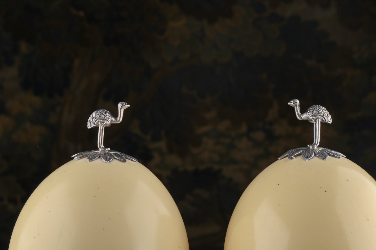 Ostrich Eggs Mounted In Silver -photo-3