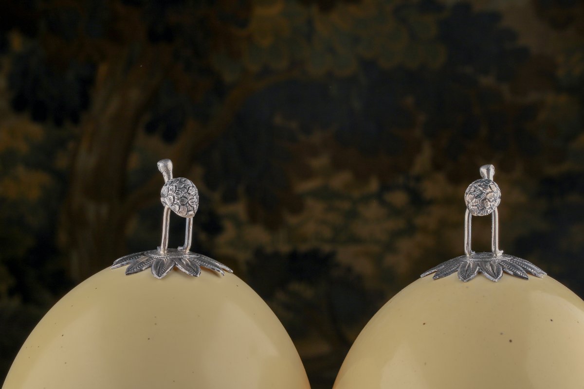 Ostrich Eggs Mounted In Silver -photo-1