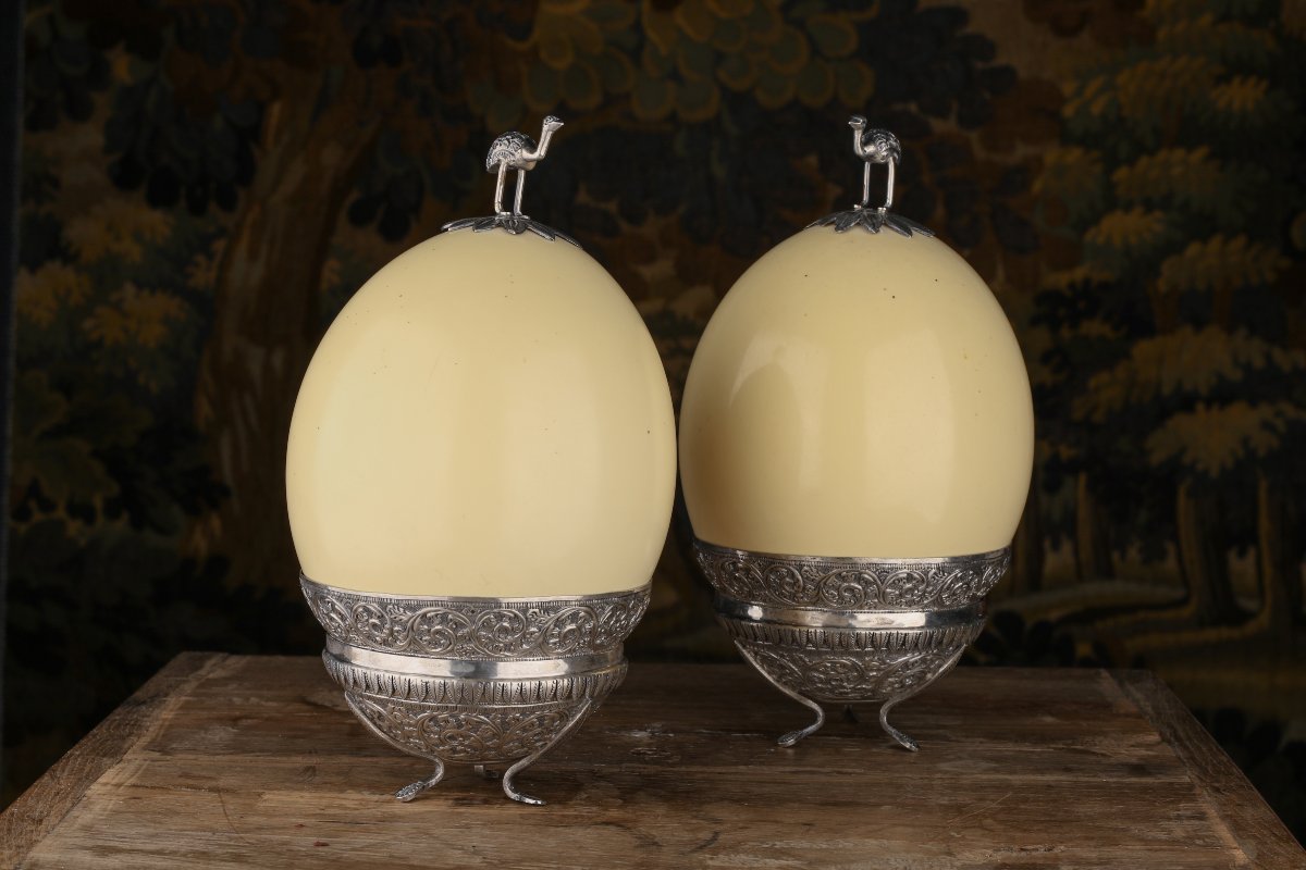 Ostrich Eggs Mounted In Silver -photo-3