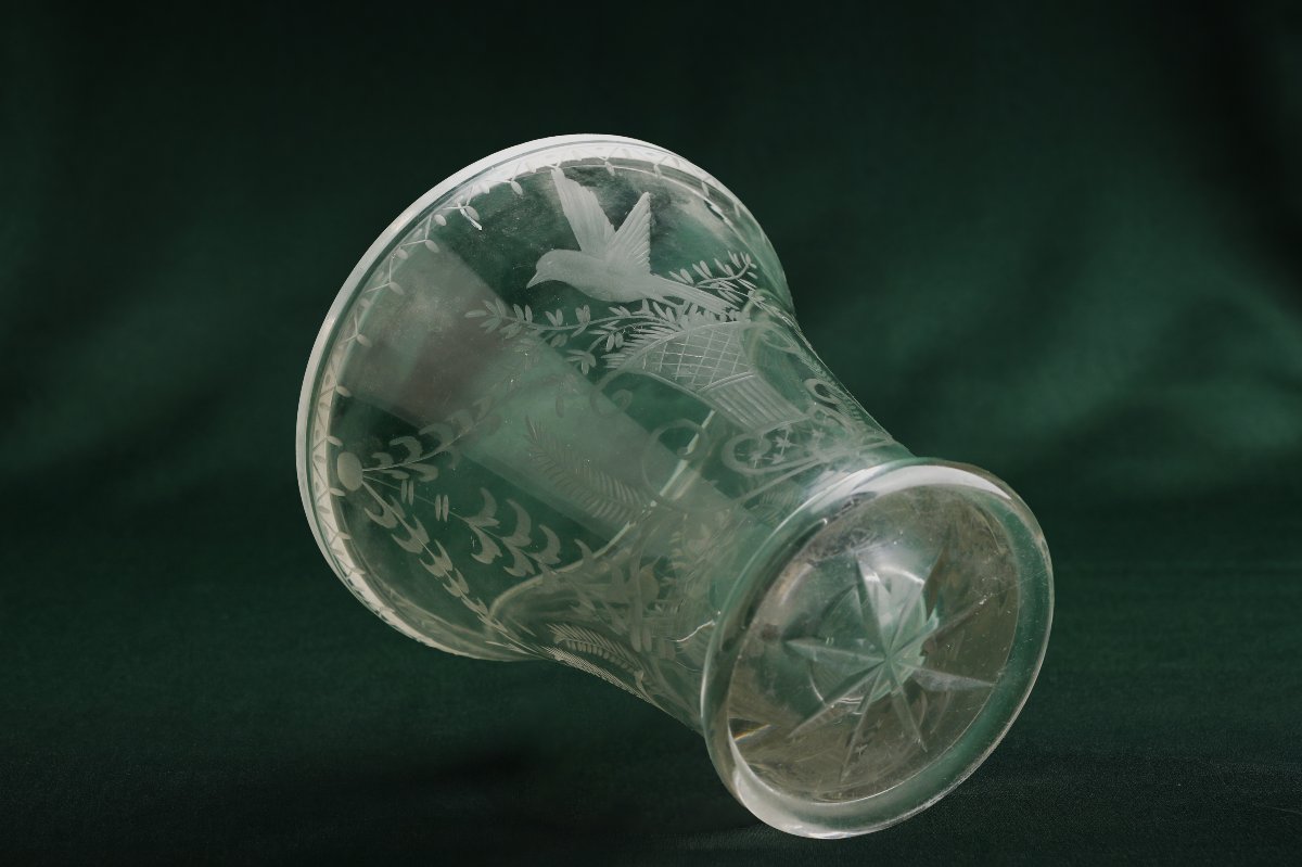 Bohemian Crystal Vase With Birds -photo-3