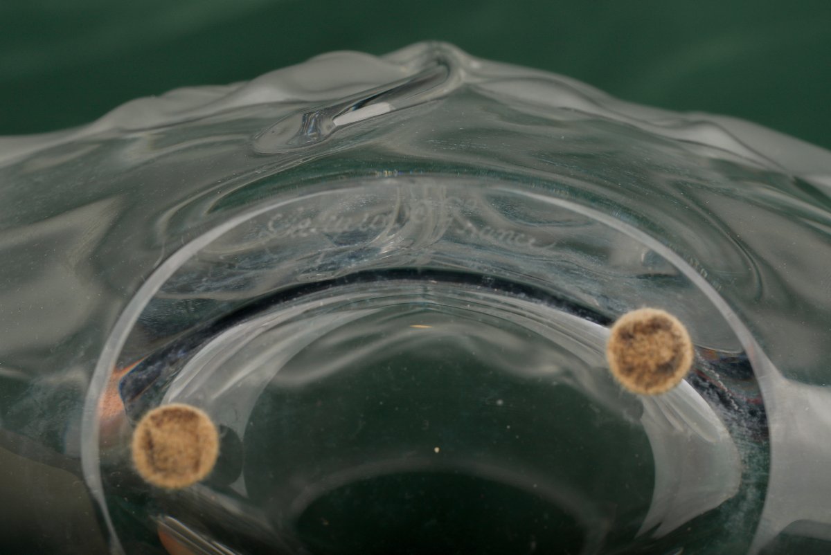 Vase en verre à décor de feuilles Lalique France-photo-4