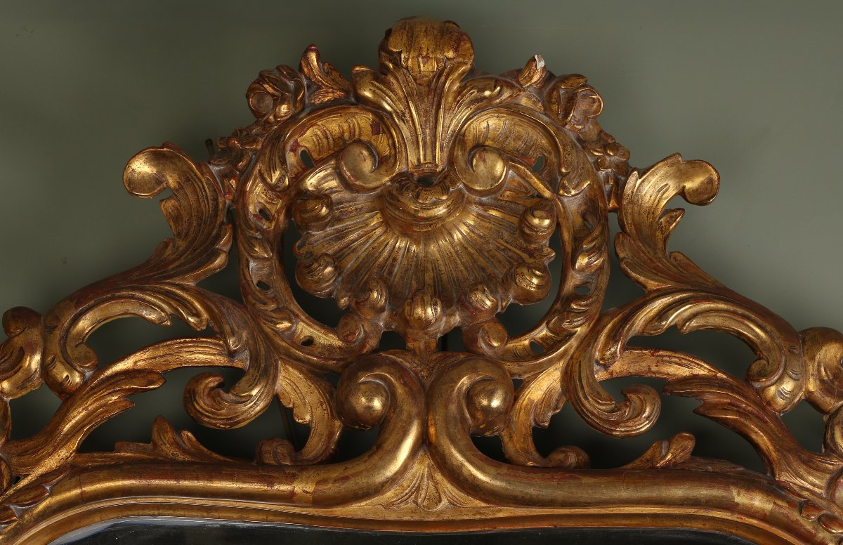 Large Gilded Wooden Mirror From The 18th Century-photo-4
