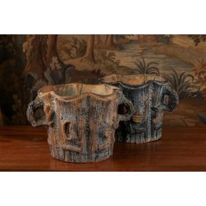 Paire de pots en terre cuite 