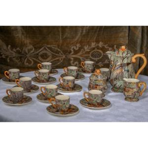 Gien Earthenware Coffee Set, Rambouillet, By Jean Bertholle
