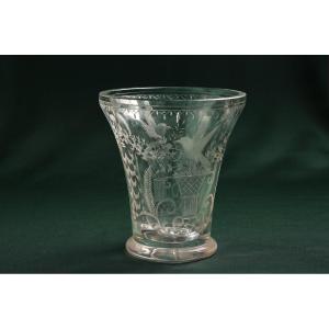 Bohemian Crystal Vase With Birds