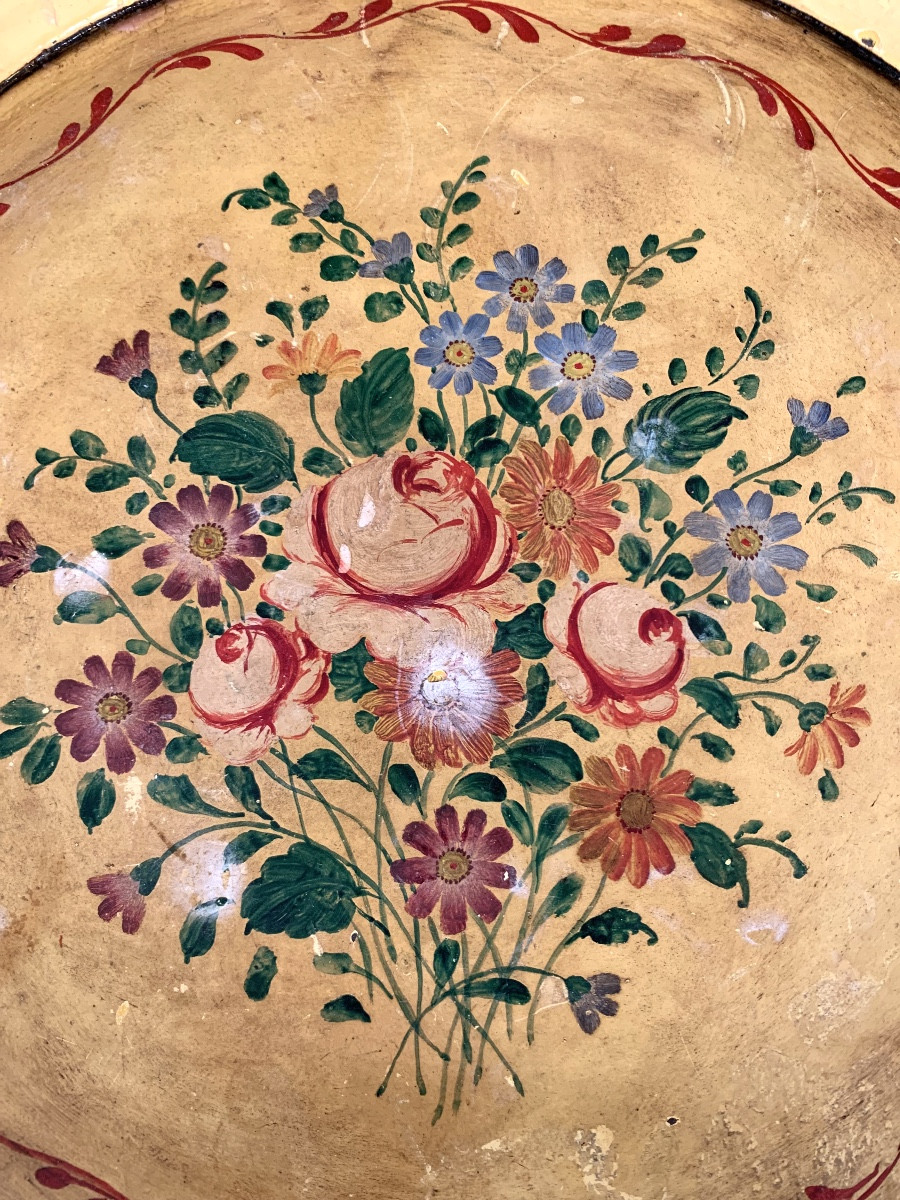 Painted Sheet Metal Tray, 19th Century-photo-2