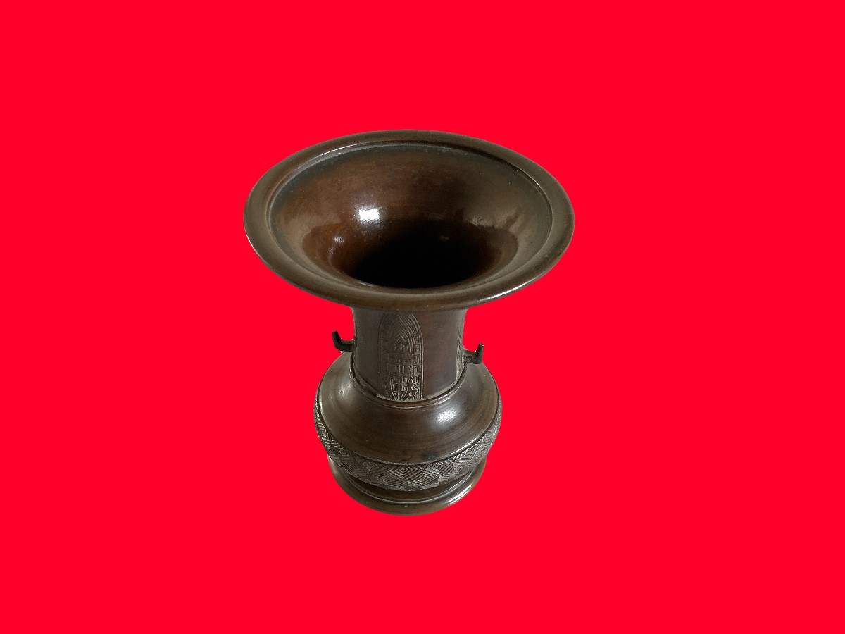 Bronze Baluster Vase With Long Neck-photo-2
