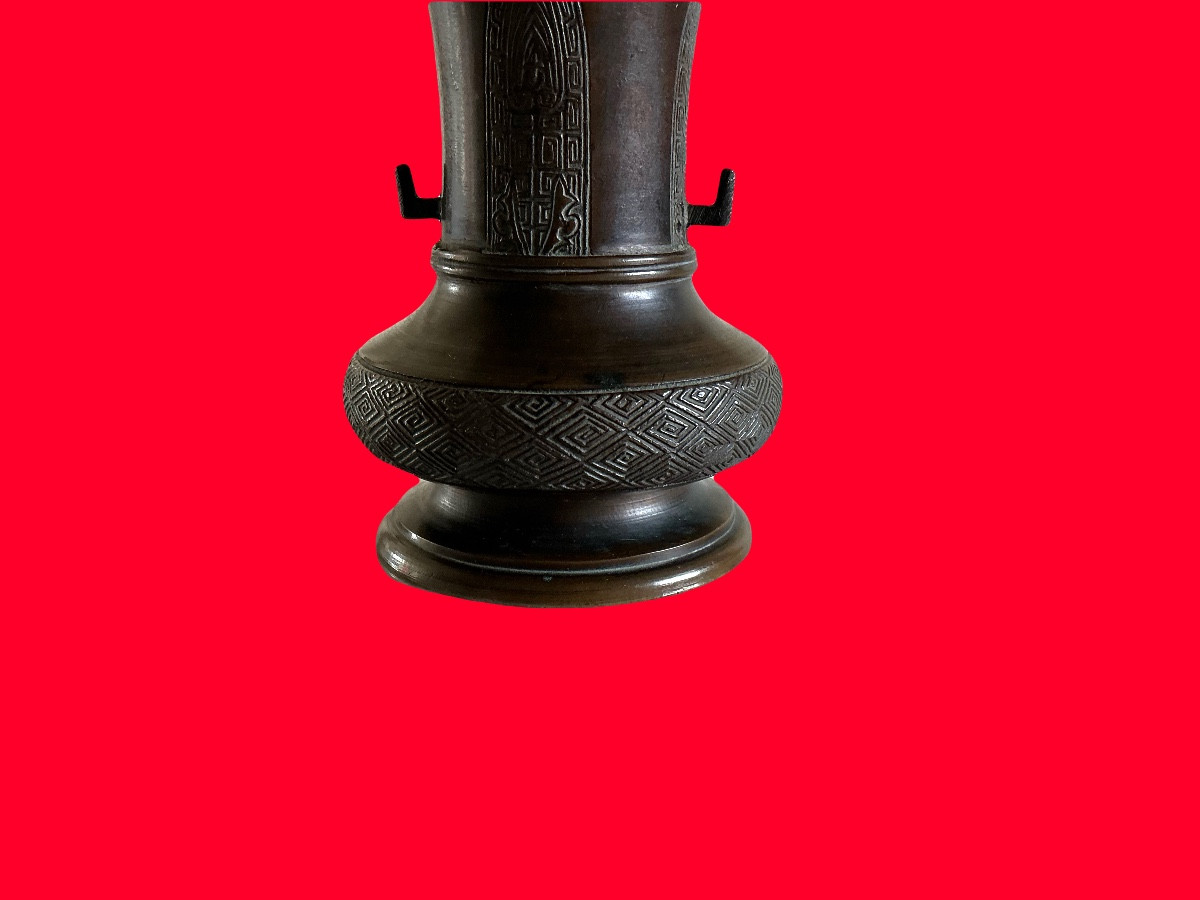 Bronze Baluster Vase With Long Neck-photo-3