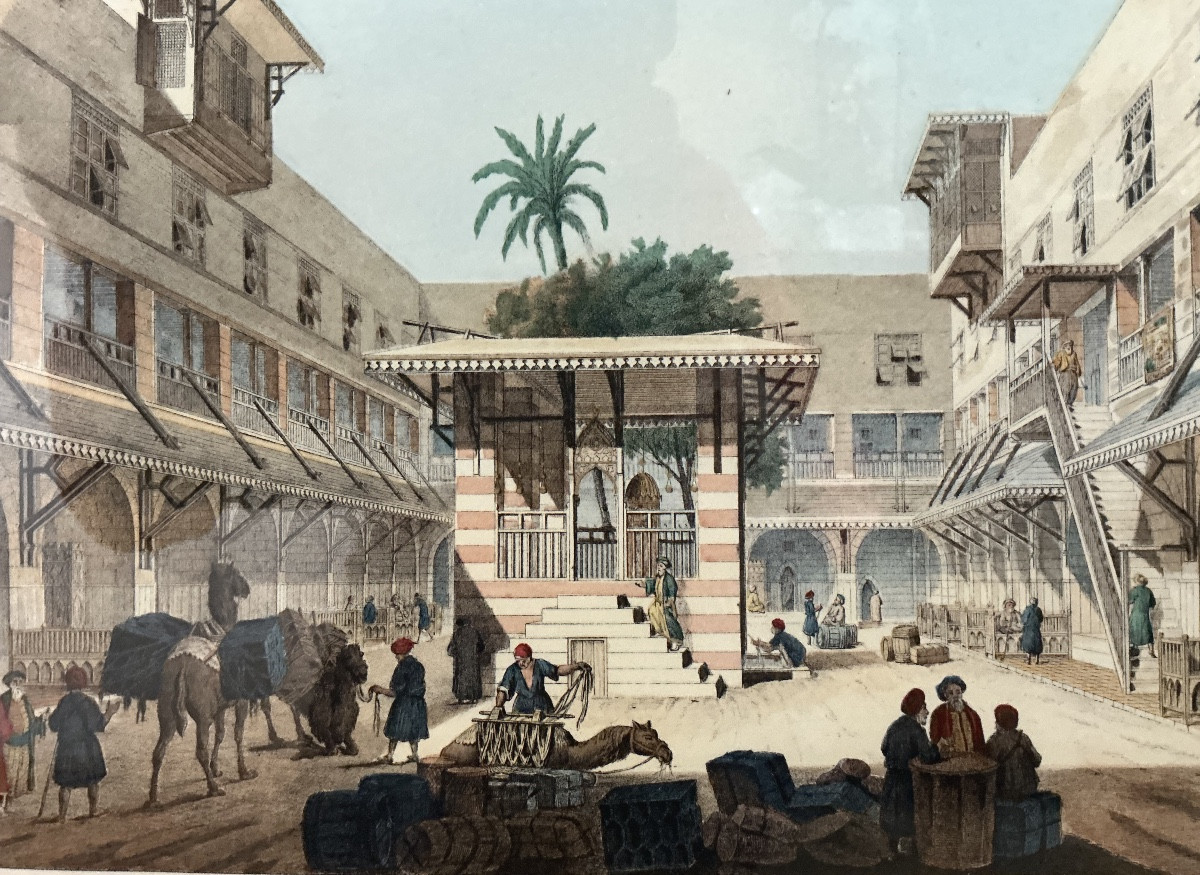Gravure Orientaliste gouachée de L. LETRONNE -photo-3