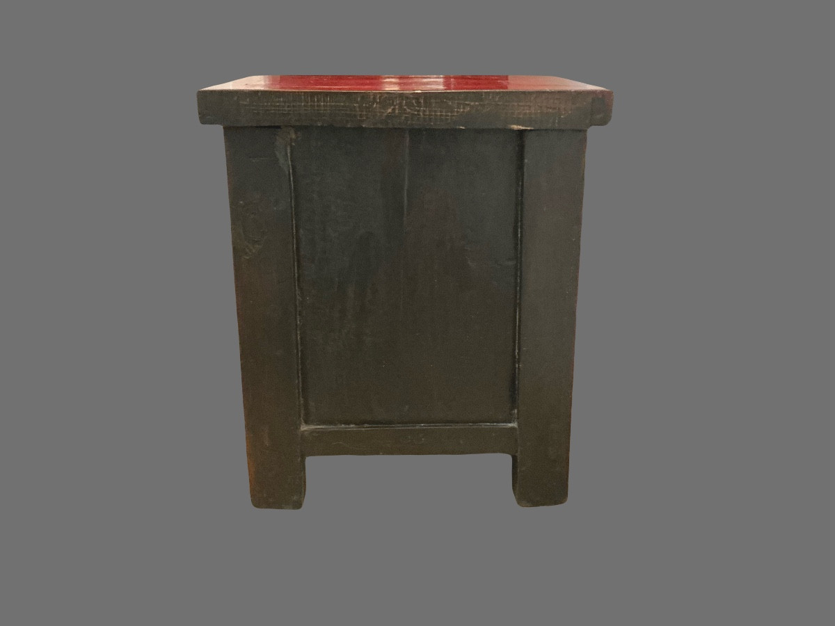 Small Chinese Cabinet In Red Lacquer-photo-4