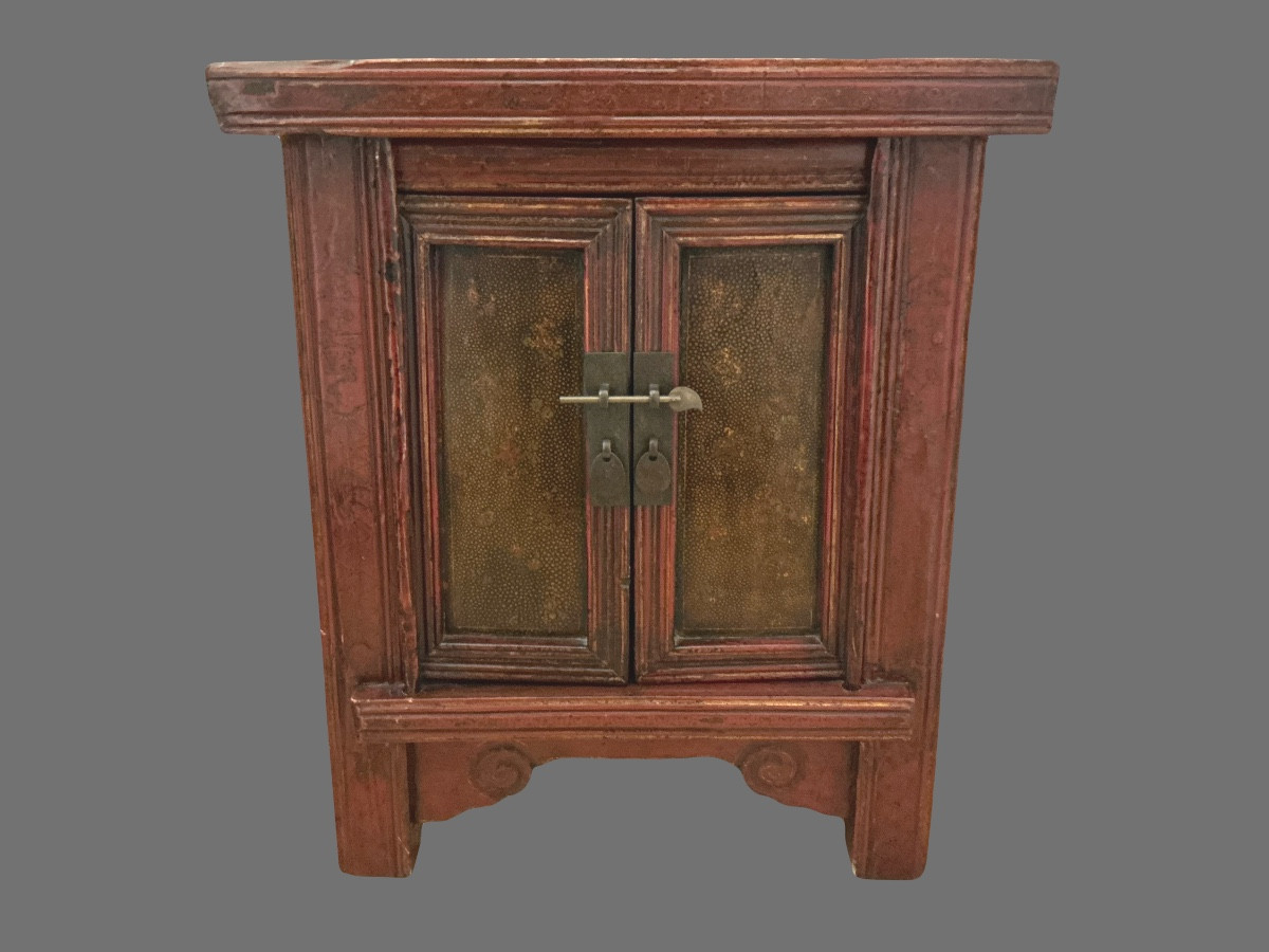 Small Chinese Cabinet In Red Lacquer