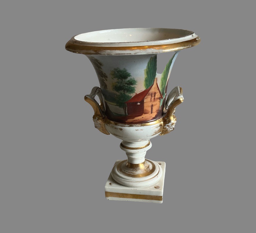 Paire de vases Medicis , en porcelaine vieux Paris , XIX  ième -photo-3
