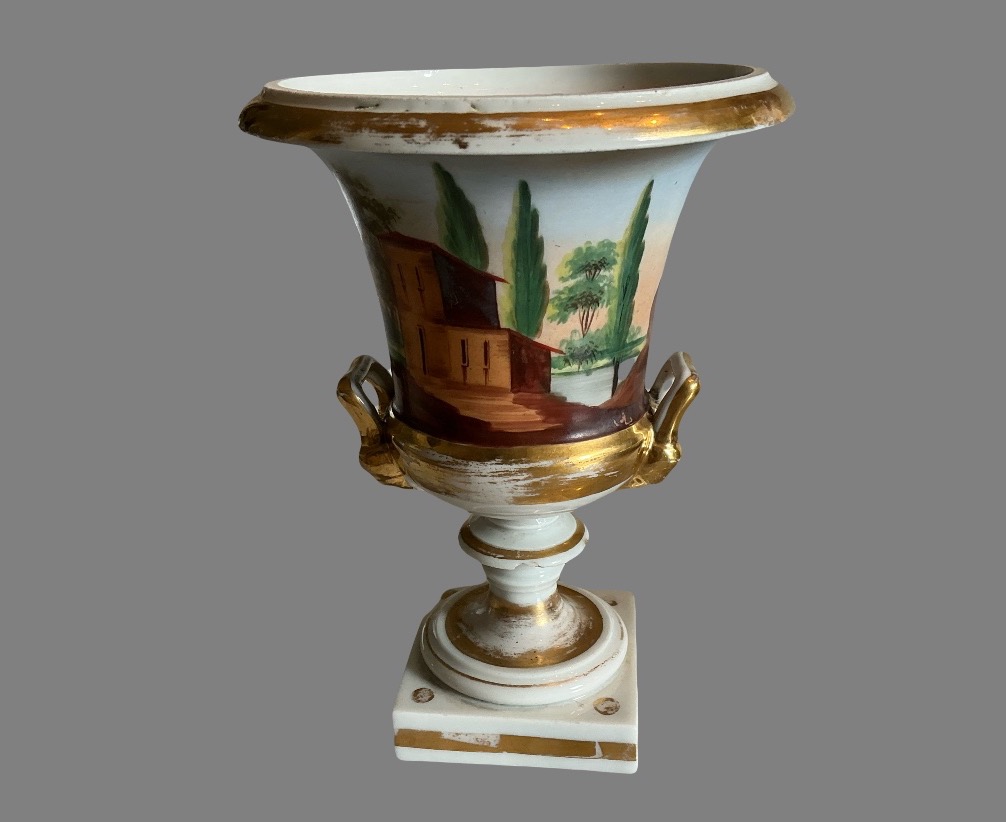 Paire de vases Medicis , en porcelaine vieux Paris , XIX  ième -photo-4