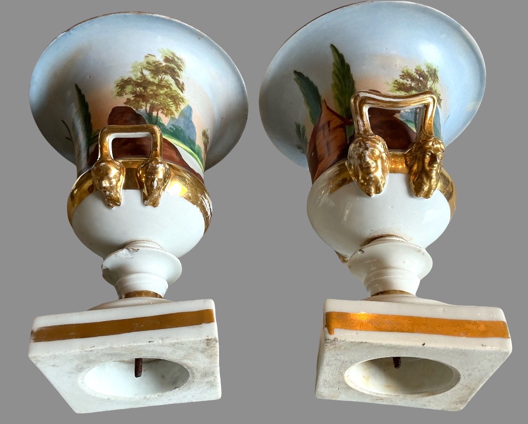 Paire de vases Medicis , en porcelaine vieux Paris , XIX  ième -photo-5
