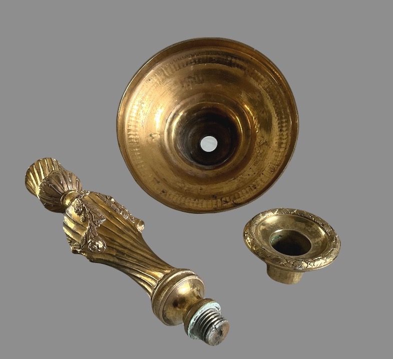 Pair Of Candlesticks, Gilded Bronze Torches, Louis XV Period-photo-4