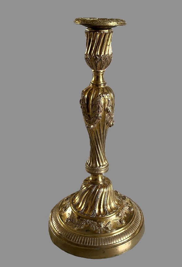 Pair Of Candlesticks, Gilded Bronze Torches, Louis XV Period-photo-1
