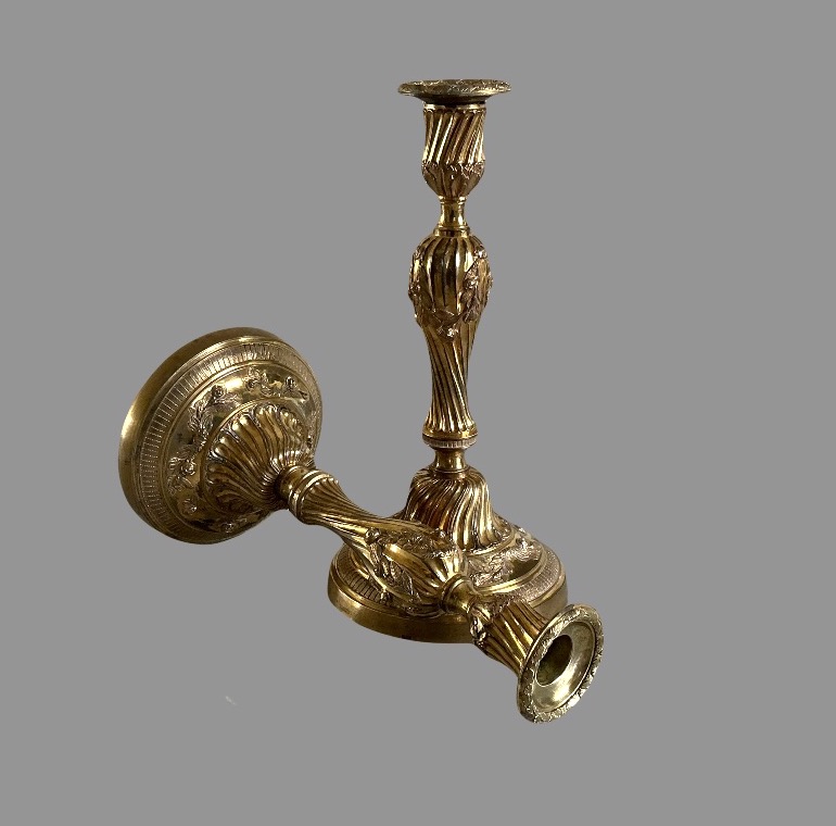 Pair Of Candlesticks, Gilded Bronze Torches, Louis XV Period
