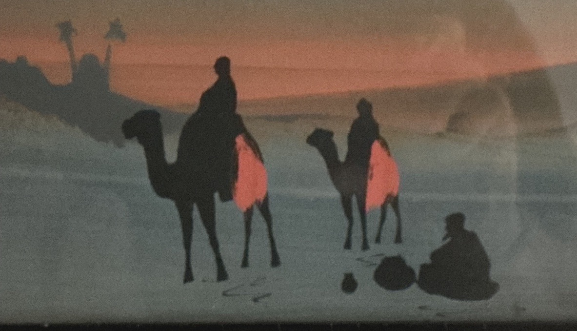 Tableau Orientaliste ,Bédouins dans le desert.-photo-2