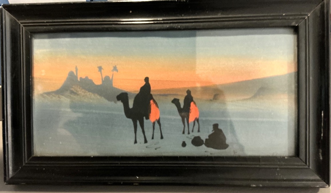 Tableau Orientaliste ,Bédouins dans le desert.