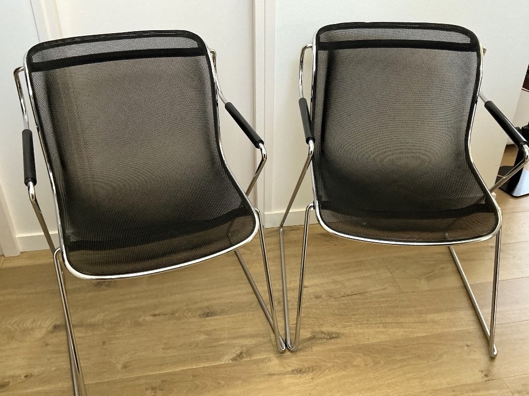 Two Pollock Armchairs, Penelope Model.
