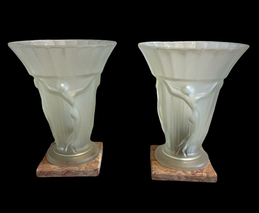 Pair Of Art Deco Glass Lamps -photo-4