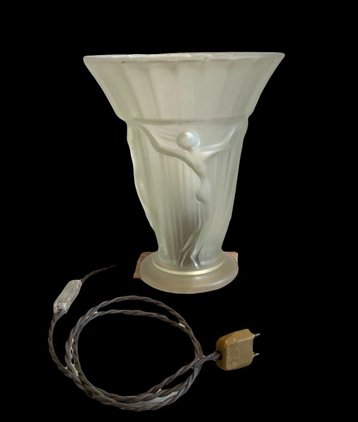 Pair Of Art Deco Glass Lamps -photo-1