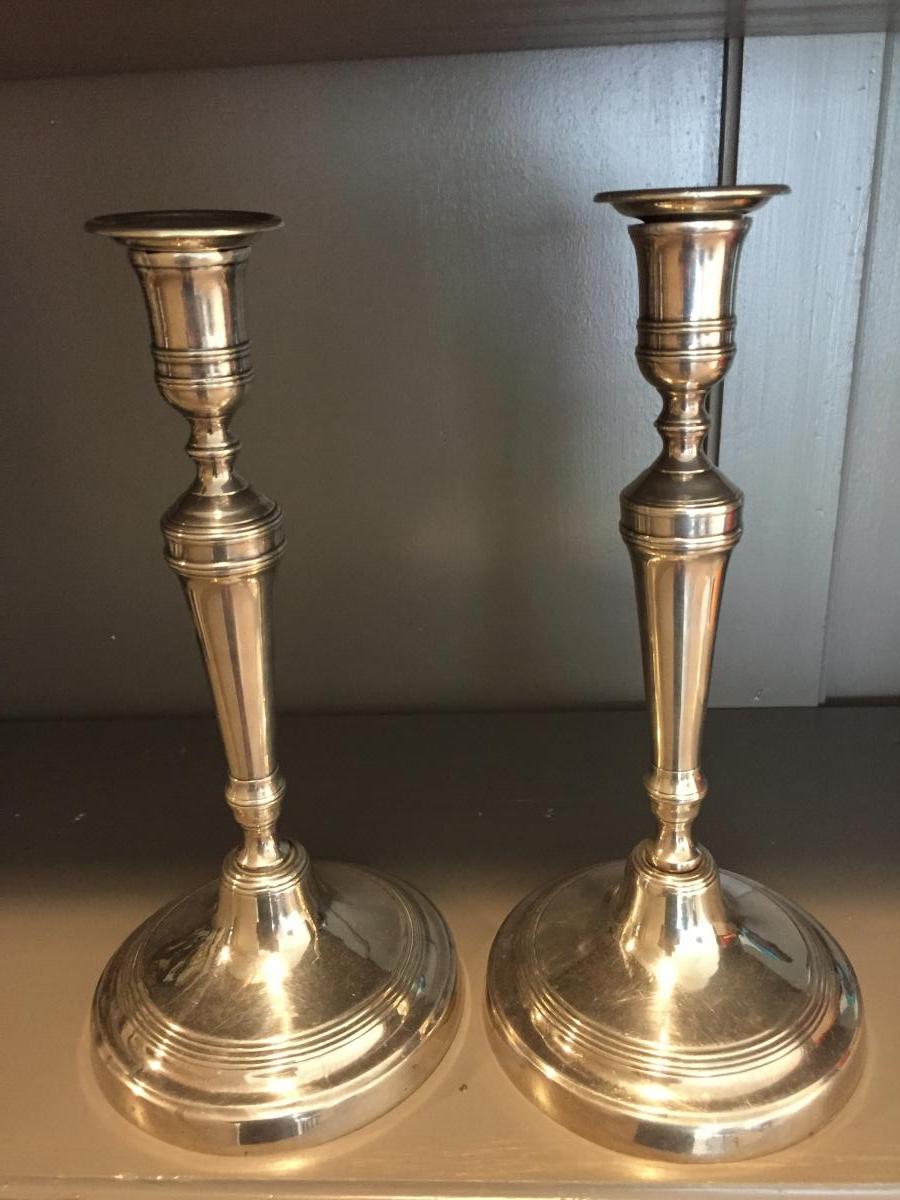 Pair Of Candlesticks Silver Bronze XIX