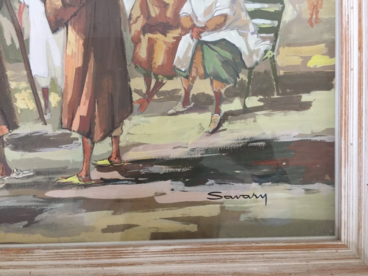 Orientalist Gouache Signed Savary-photo-2