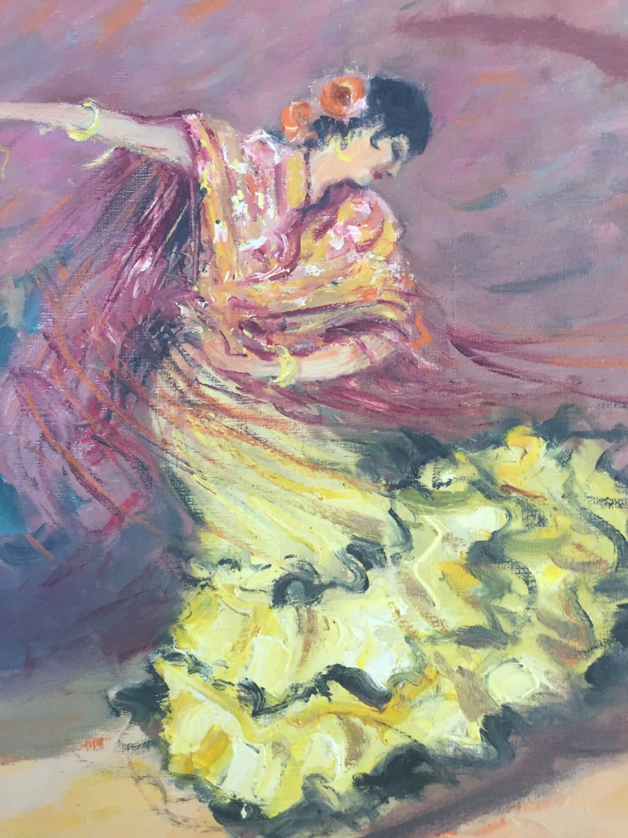 Peinture de G.REGNAULT, Danseuse de Flamenco à Tolède-photo-2