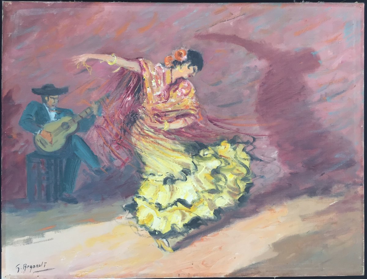 Peinture de G.REGNAULT, Danseuse de Flamenco à Tolède