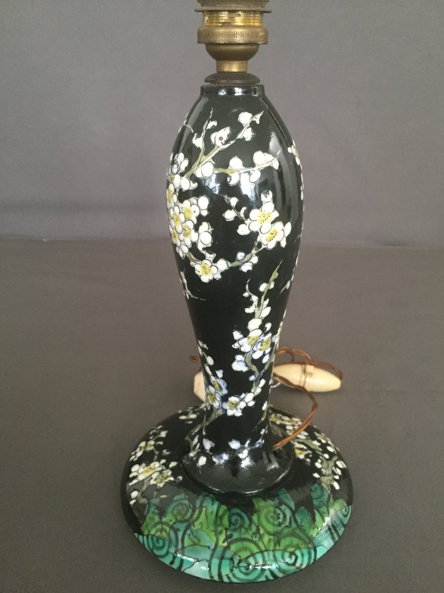 Lampe d'inspiration japonaise en porcelaine émaillée-photo-3