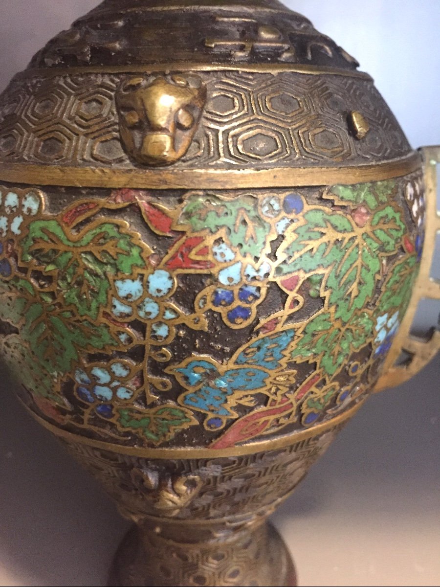 Vase en bronze cloisonné Chine XIX ème-photo-3