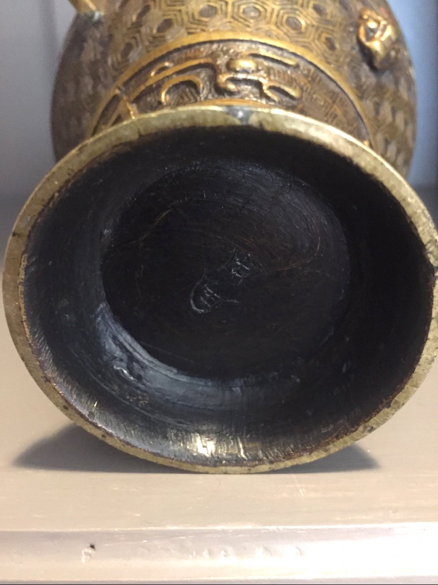 Vase en bronze cloisonné Chine XIX ème-photo-4