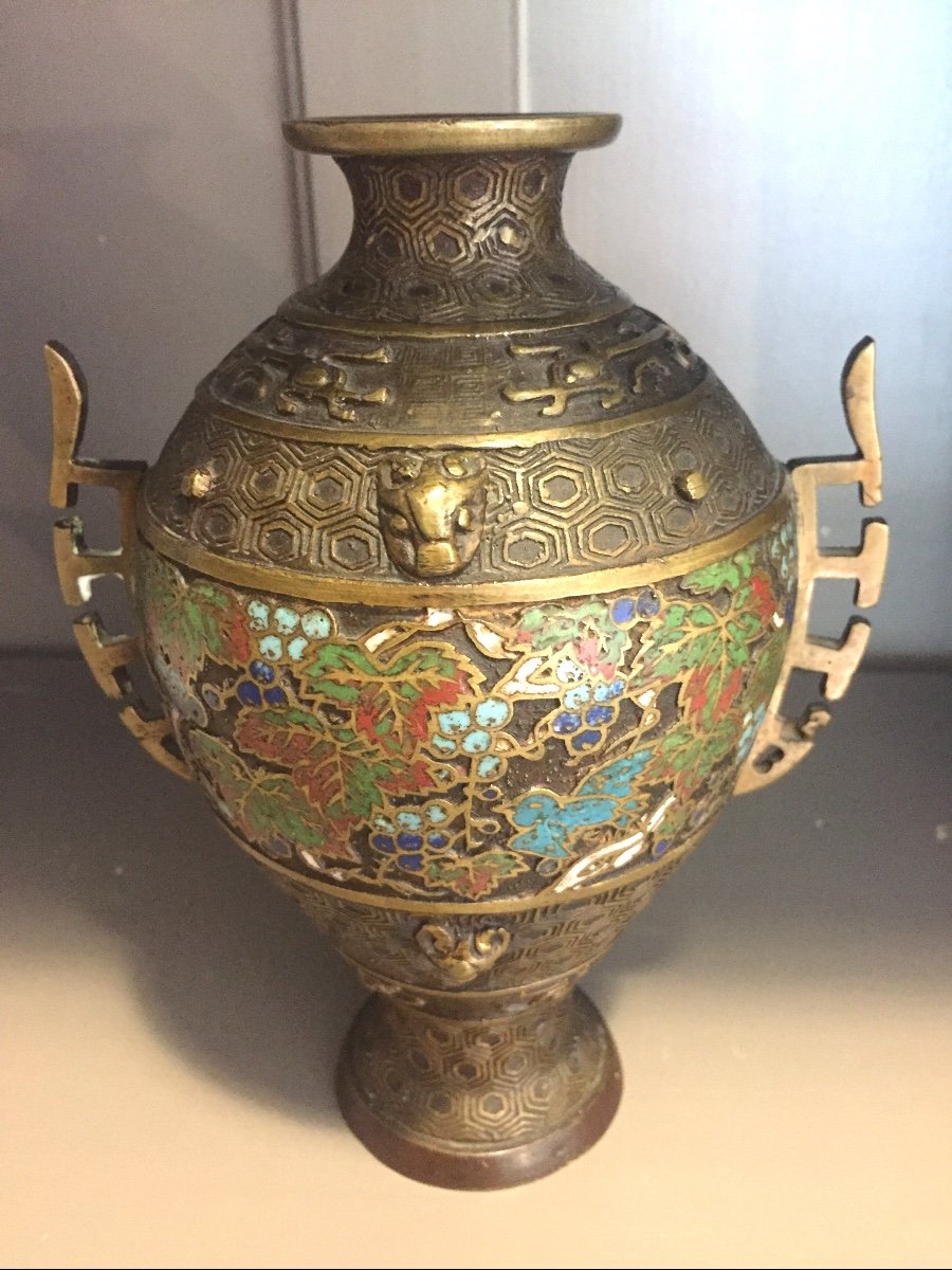 Vase en bronze cloisonné Chine XIX ème